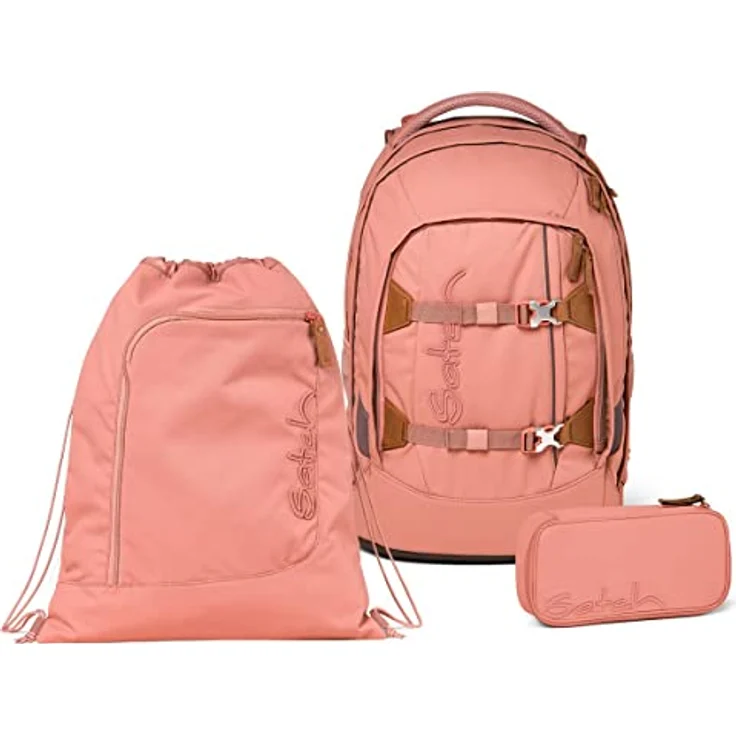 Satch Pack Schulrucksack Set 3tlg. mit Schlamperbox und Sportbeutel, Nordic Coral, 30 Liter Volumen, wasserabweisend, aus 100% recycelten PET-Flaschen – Bild 1
