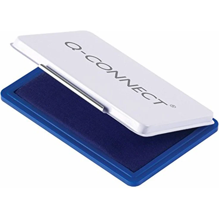 Q-CONNECT Stempelkissen blau, 9,0 x 5,5 cm, sofort einsatzbereit, im Metalletui, nachfüllbar – Bild 1