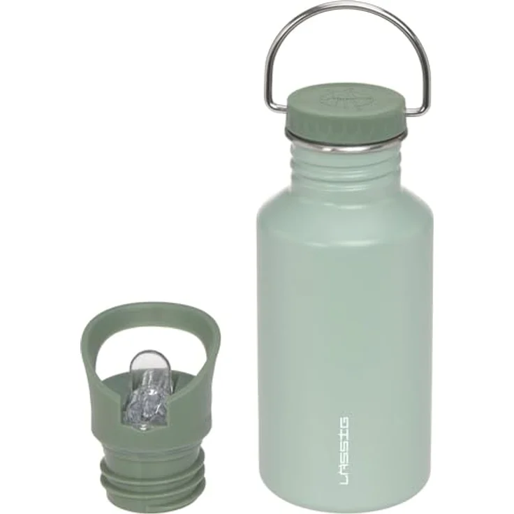 LÄSSIG Bottle Stainless Steel green, Kindertrinkflasche für stille und kalte Getränke, bruchfest und auslaufsicher – Bild 1