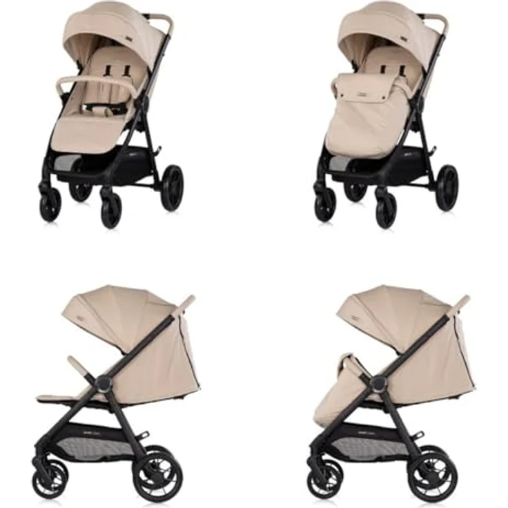 Chipolino Ultera Buggy, klappbarer Kinderwagen mit Federung, 5-Punkt-Sicherheitsgurt, Ablagekorb, braun – Bild 3