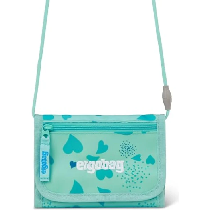 ergobag Brustbeutel Geldbeutel, Mini Portemonnaie mit Kleingeldfach und Sichtfenster für Kinder, Material aus 100% recycelten PET-Flaschen, verstellbare Umhängeschlaufe – Bild 1