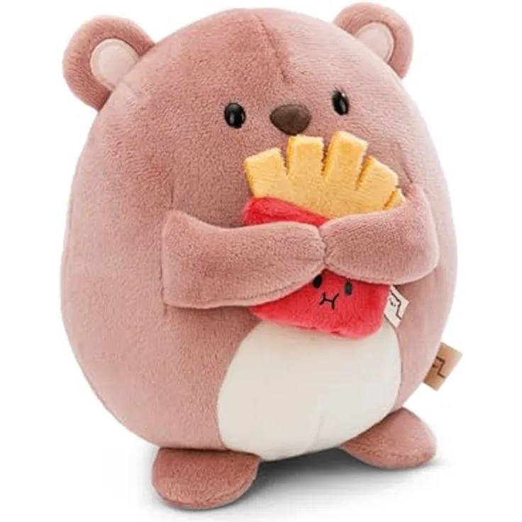 NICI MYMOCHI Kuscheltier Bär Nomo 27 cm mit Pommes - Liebevoll gestaltet, Flauschiges Stofftier zum Kuscheln - Braun