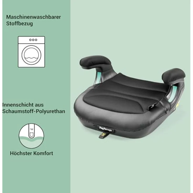 Peg Perego Viaggio Shuttle Licorice, Kindersitzerhöhung nach ECE R129/i-Size für Kinder von 125 bis 150 cm, komfortable Polsterung mit abnehmbarem Bezug und Flaschenhalter – Bild 4
