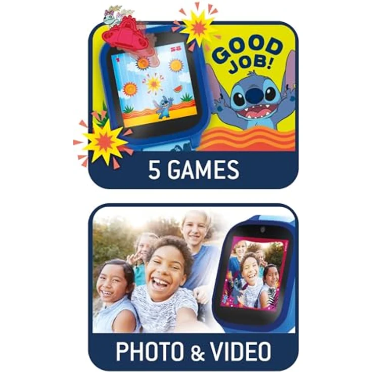 Lisciani - STITCH SMARTWATCH - Connected Watch Für Kinder Ab 7 Jahren - Auswechselbare Stitch-Hintergründe - 5 interaktive Spiele - Touchscreen - Kamera-, Wecker-, Timer- & Lampenfunktionen - Dual-Kamera - 512 MB Speicher - USB Typ C-Kabel – Bild 5