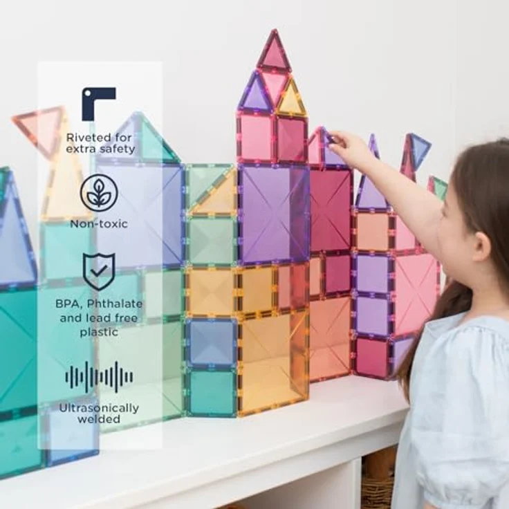 Connetix Magnetspielbausteine Pastel Creative Pack verstärkte Magnete pädagogisches Lernspiel (Open Play, 120 Teile) ab 3 Jahren – Bild 2