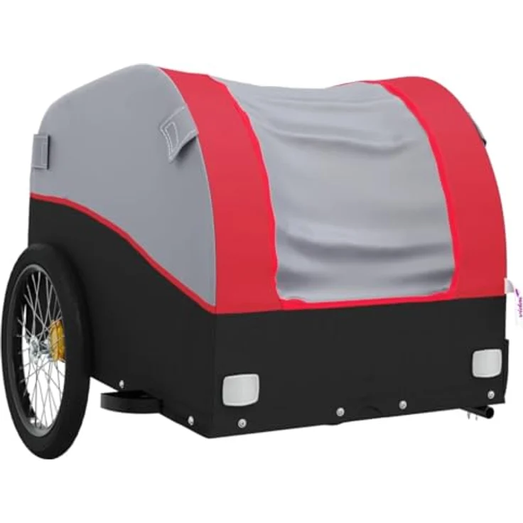 vidaXL Fahrradlastenanhänger Lastenanhänger für Fahrrad Schwarz und Rot 45 kg Eisen, Robustes Material aus Eisen, Maximale Tragfähigkeit 45 kg – Bild 4