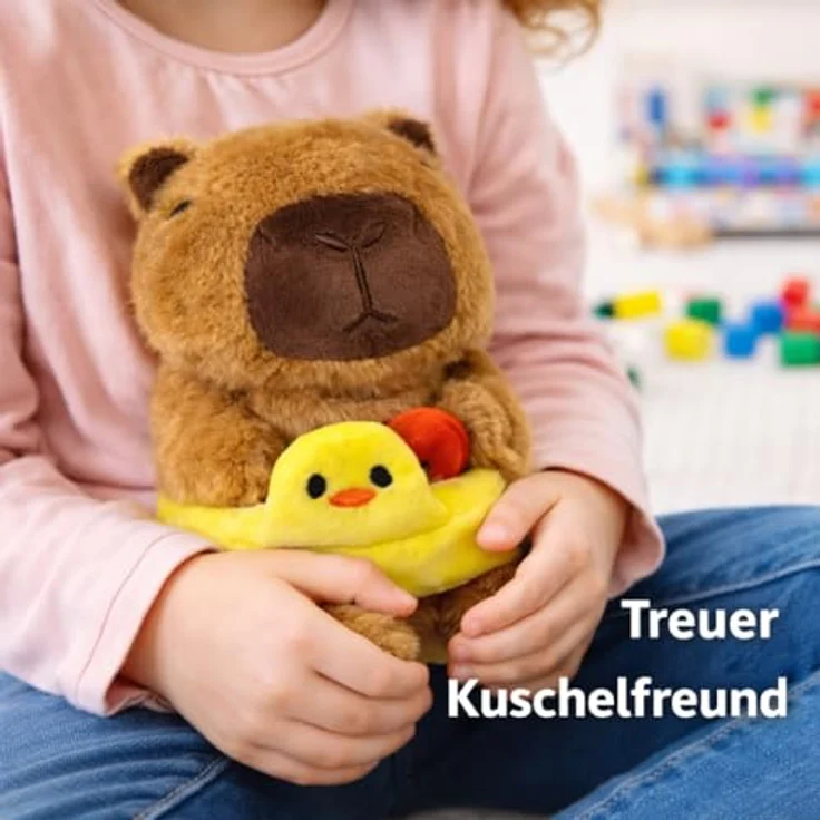 Soma Capybara Kuscheltier 20 cm, Plüschtier mit gelbem Enten Schwimmring, weiches Stofftier für Kinder und Dekoration – Bild 5