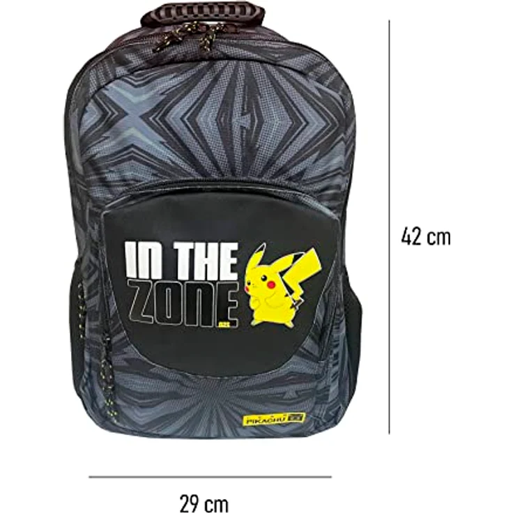 POKÉMON Schulrucksack 42 × 29 × 16 cm, ergonomisch gepolstert mit 2 Seitentaschen für Trinkflaschen – Bild 4