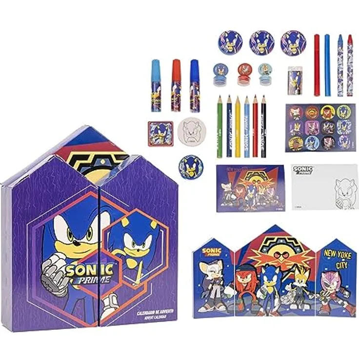 Sonic Adventskalender - Mit 24 Überraschungen vor Weihnachten - Enthält Schreibwaren, Filzstifte und Sticker - Original Produkt in Spanien Designed - Preisvergleich