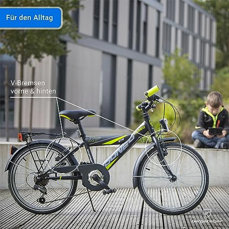 Bergsteiger Sydney 20, 24 Zoll Kinderfahrrad, 6 Gang-Schaltung, Dynamo-Licht, geeignet für 6-9 Jahre, StVZO, modernes Design – Bild 3
