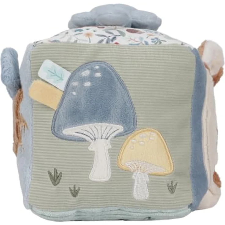 Little Dutch Fühlwürfel Forest Friends, Activity Spielwürfel mit verschiedenen Texturen, blau, 14x14x14 cm, ab Geburt – Bild 4