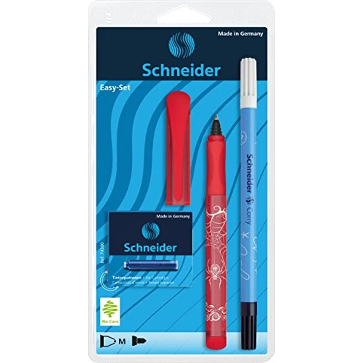 SCHNEIDER NOVUS Füllhalter Patronenroller Easy Ball mit Tintenlöscher + 6 Patronen, blau – Bild 4