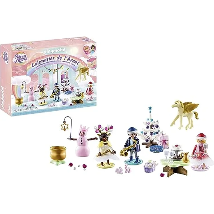 PLAYMOBIL Adventskalender 71348 Weihnachtsfest unter dem Regenbogen, Weihnachtsfest mit den Regenbogenprinzessinnen, Adventszeit voller Überraschungen, Spielzeug für Kinder ab 4 Jahren