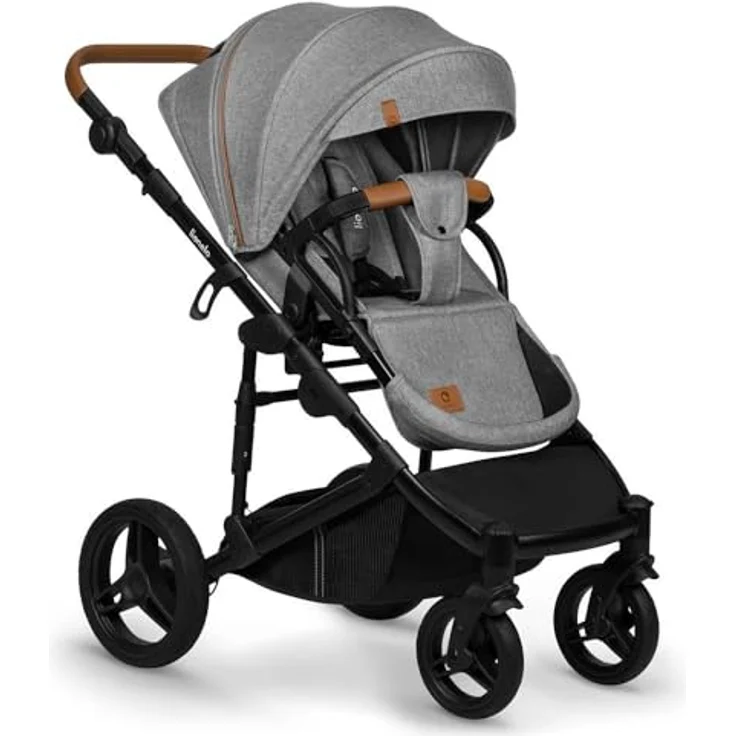 Lionelo Mari Tour 2-in-1 Kinderwagen bis 22kg mit Babywanne, Verstellbare Rückenlehne, Zusammenklappbar, Große 360 geländegängige Räder, Dreifache Dämpfung, Verdeck XXL Buggy Baby Stroller – Bild 3