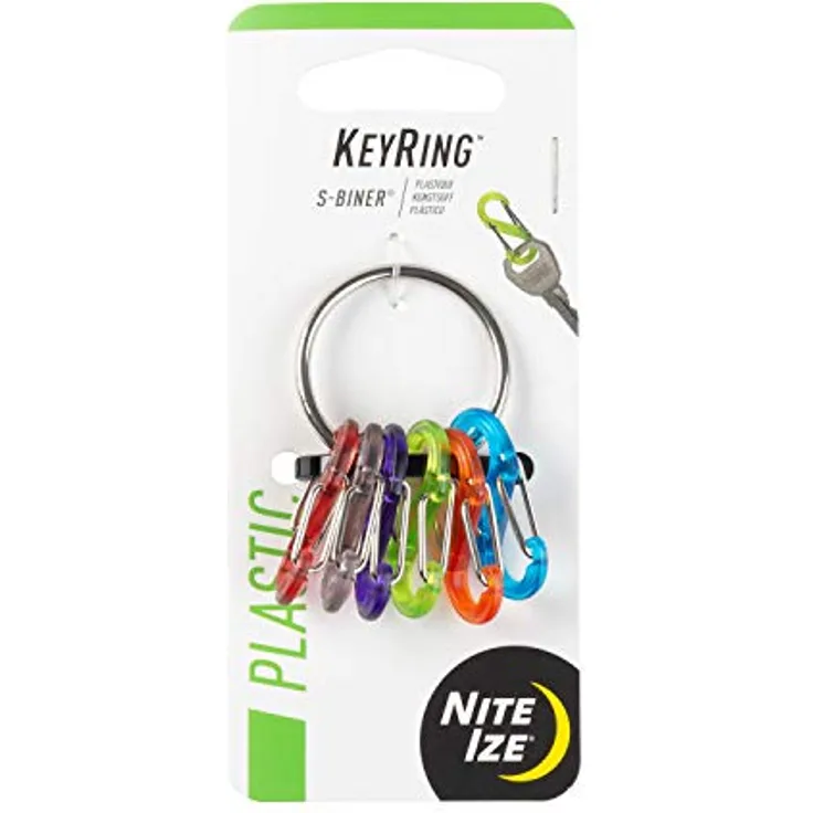 Nite Ize NI-KRG2-11-R3 Schlüsselanhänger mit 6 S-Biner, rot, schwarz, lila, grün, aus Edelstahl