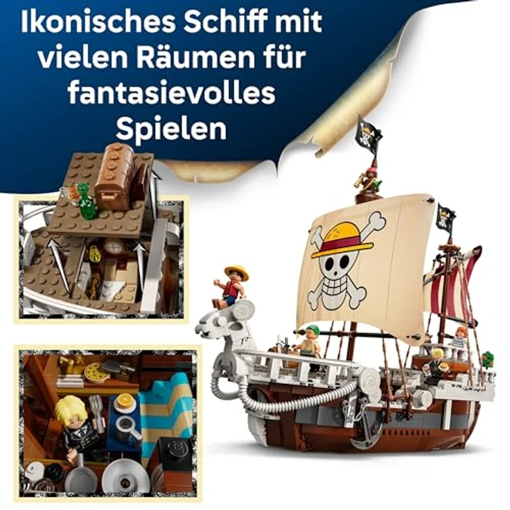 LEGO ONE PIECE Piratenschiff Flying Lamb (Going Merry) - Spielset mit 5 Minifiguren, inkl. Ruffy, Zoro & Nami, für Kinder ab 10 Jahren - 75639 – Bild 3