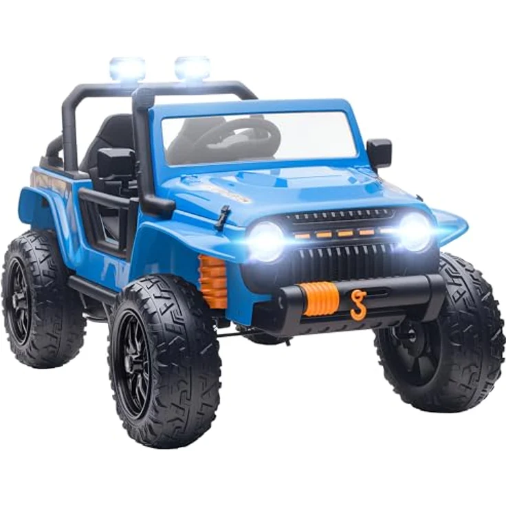 AIYAPLAY Kinder Elektroauto 12V, elektrisches Kinderfahrzeug mit 2 Motoren, Fernbedienung, Hupe, LED, Musik, Eltern-Kind-Sitz, für 3-8 Jahre, Blau – Bild 1