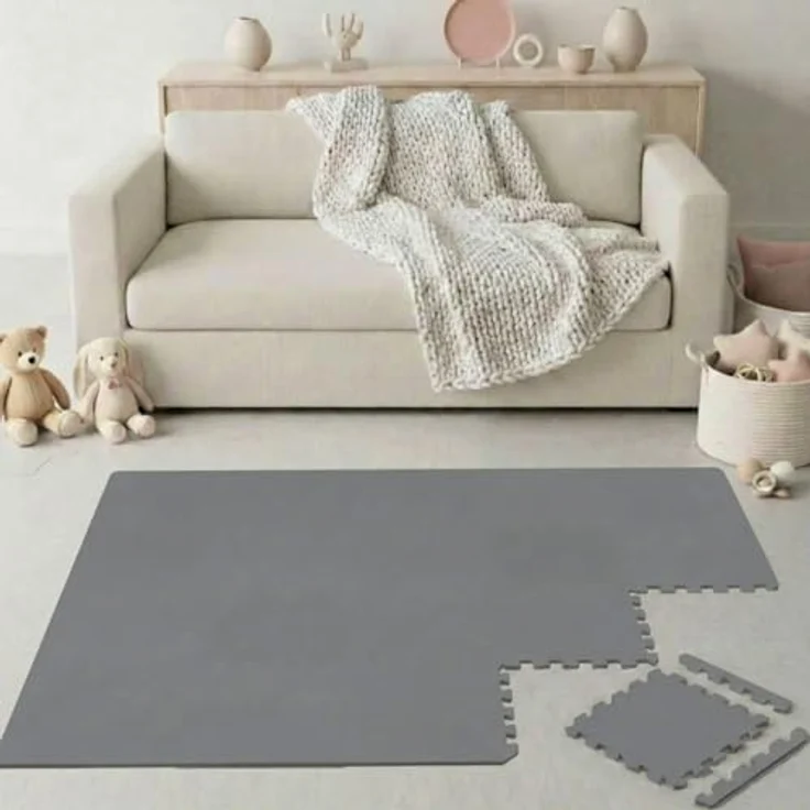 LittleTom Puzzlematte für Kinder – 18-teilig, 30x30 cm, TÜV-geprüfte Krabbelmatte in modernen Pastelltönen, beidseitig verwendbar, wasserfest und hautfreundlich – Bild 1