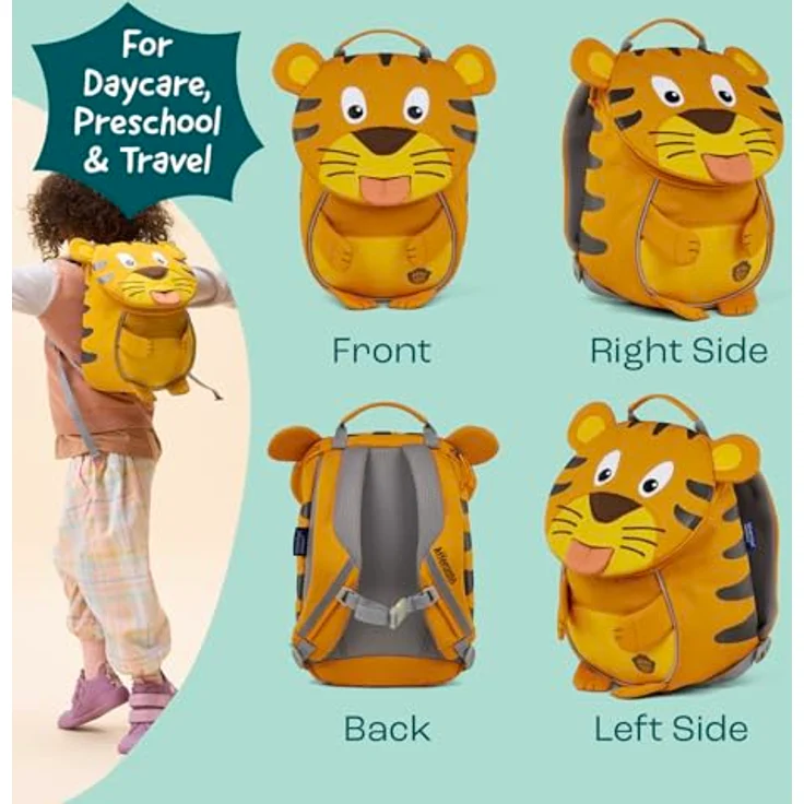 Affenzahn Kleiner Freund, Schulranzen Kinderrucksack Tiger für 1-3 Jahre, 4L Volumen, ab 80 cm Körpergröße, reflektierend – Bild 7