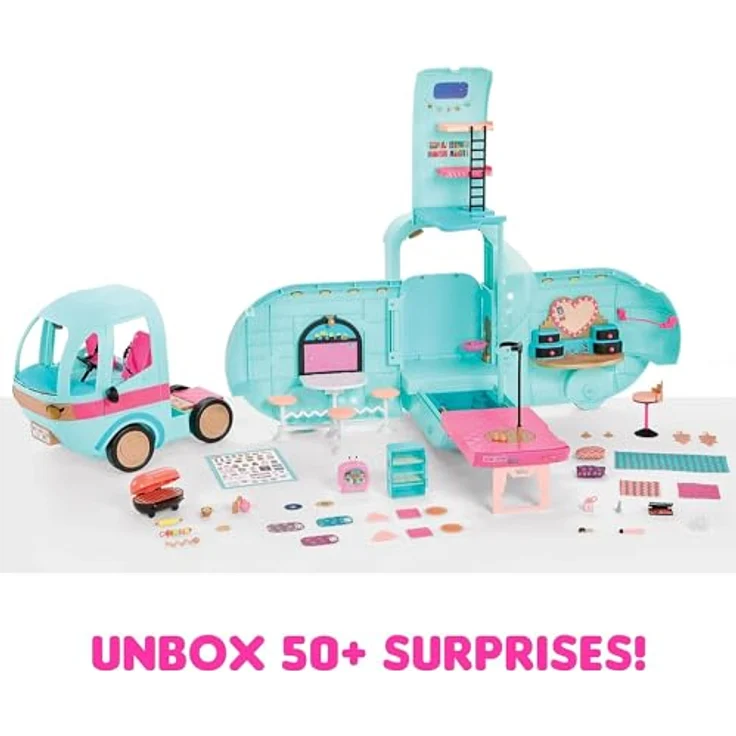 L.O.L. Surprise! OMG Glam N' Go Camper Spielset mit über 50 Überraschungen und 360° Spielmöglichkeiten, Pool, Rutsche, Etagenbetten, Waschbecken, Grill, DJ-Pult und mehr - für Kinder ab 4 Jahren – Bild 2