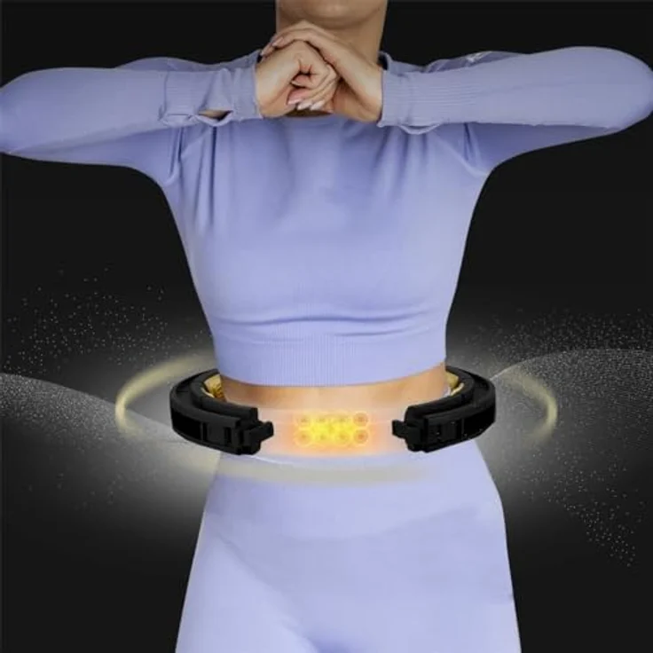 HMS Hula-Hoop-Reifen HHM13, Schwarz-Gold mit Gewicht, Zähler und Massagepunkten sowie Schwerkraftball – Bild 4