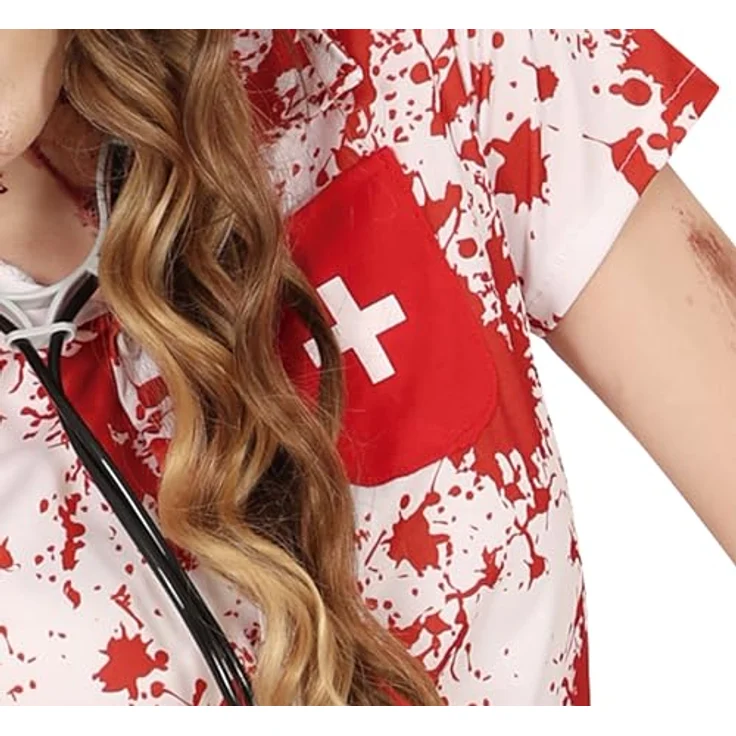 FIESTAS GUIRCA Zombie Krankenschwester Kostüm, Weiße Blutige Krankenschwester Uniform für Erwachsene Damen, Größe 36-38 M – Bild 5