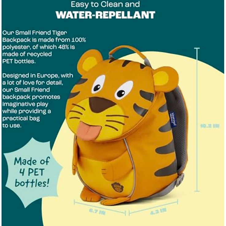 Affenzahn Kleiner Freund, Schulranzen Kinderrucksack Tiger für 1-3 Jahre, 4L Volumen, ab 80 cm Körpergröße, reflektierend – Bild 5
