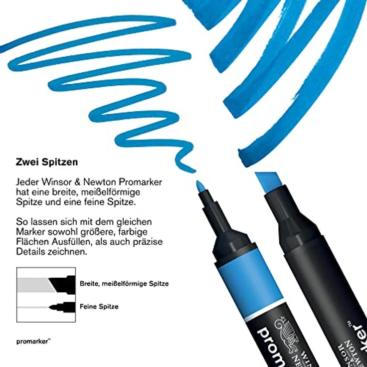 Winsor & Newton 290067 ProMarker Box , Professionelle Layoutmarker mit streifenfreier Farbadeckung - 2 Spitzen, fein und breit für Zeichnungen, Design und Layouts - 48 Farben Set, 1 stück (1er Pack) – Bild 4