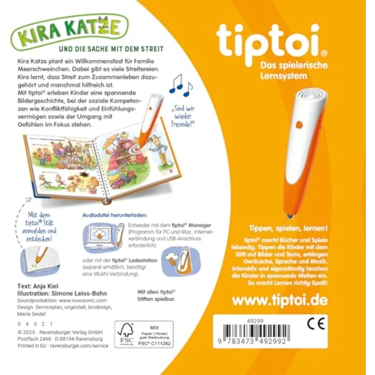 Ravensburger tiptoi® Kira Katze und die Sache mit dem Streit, Bilderbuch über den Umgang mit Gefühlen, mit Sound, für Kinder von 4 bis 7 Jahren – Bild 2