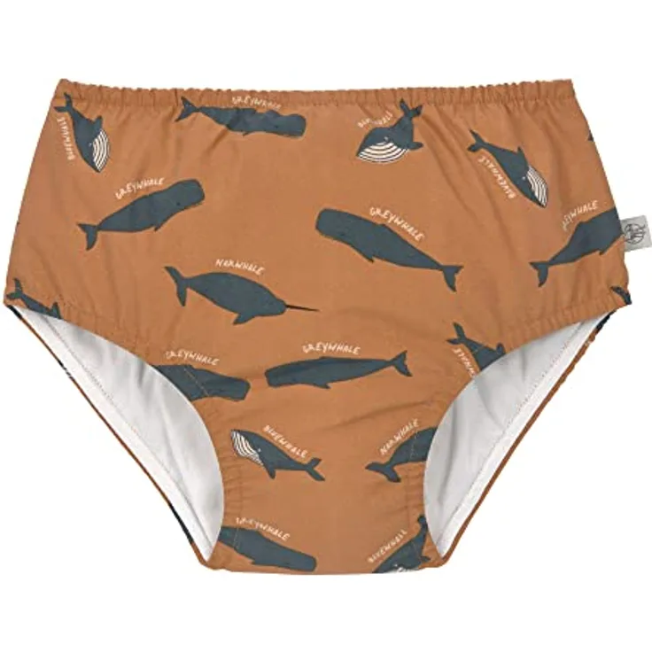 LÄSSIG Baby Kinder Schwimmwindel Windelbadehose Swim Diaper Whale Caramel, 13-18 Monate, Größe: 86