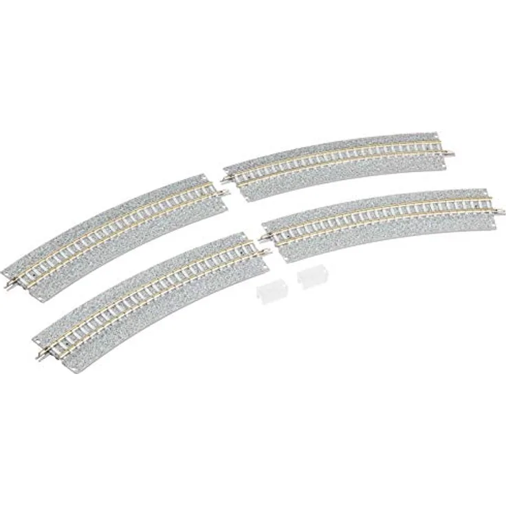 TomyTEC 017837 4 Gleise, gebogen mit breiter Schotterbet, 22.5 Grad