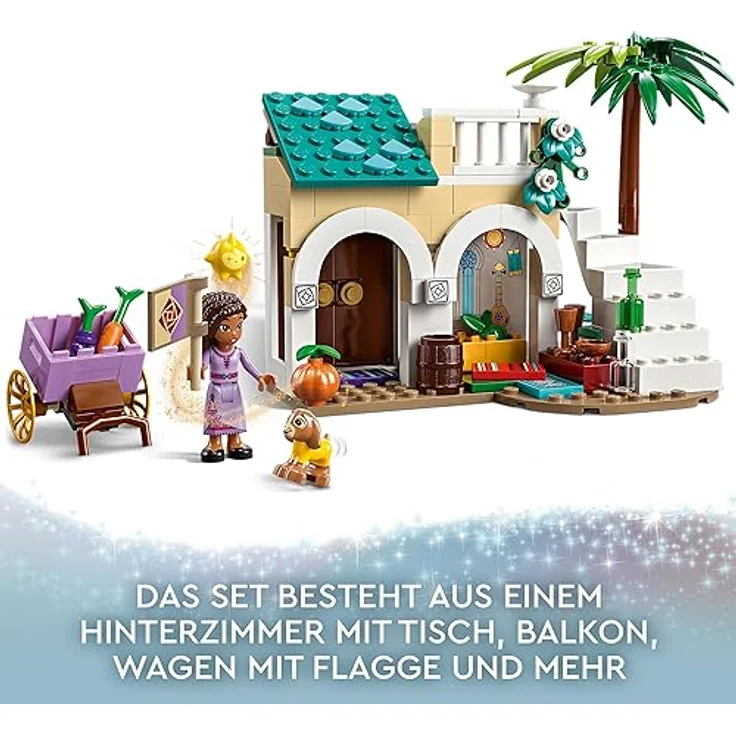LEGO 43223 Disney Wish Asha in der Stadt Rosas, Wish-Film-Set mit Marktplatz, Asha-Minipuppe, Valentino als Spielzeug-Ziege und Stern-Figuren, Geschenk für Kinder ab 6 Jahren, Mädchen und Jungen – Bild 4