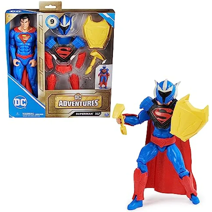 Spin Master Superman Man of Steel Action-Figur, 30 cm, voll bewegliche Figur mit 9 Ausrüstungsteilen für spannendes Rollenspiel, Spielzeug für Kinder ab 4 Jahren