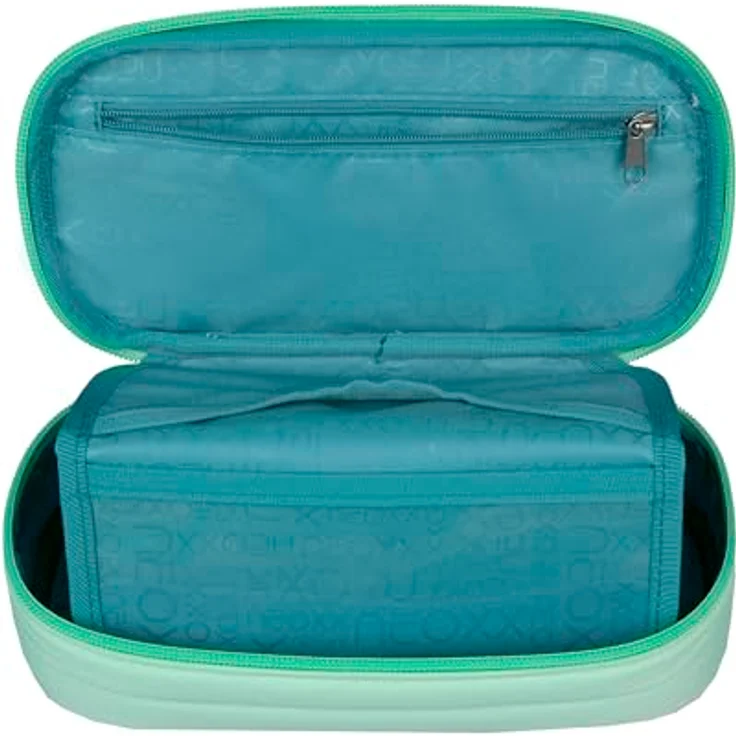 neoxx Schreibgeräteetui Schlamperbox, Jump, Mint To Be, teilweise aus recyceltem Material, mit Geodreieckfach und Stift-Flap - Preisvergleich – Bild 3