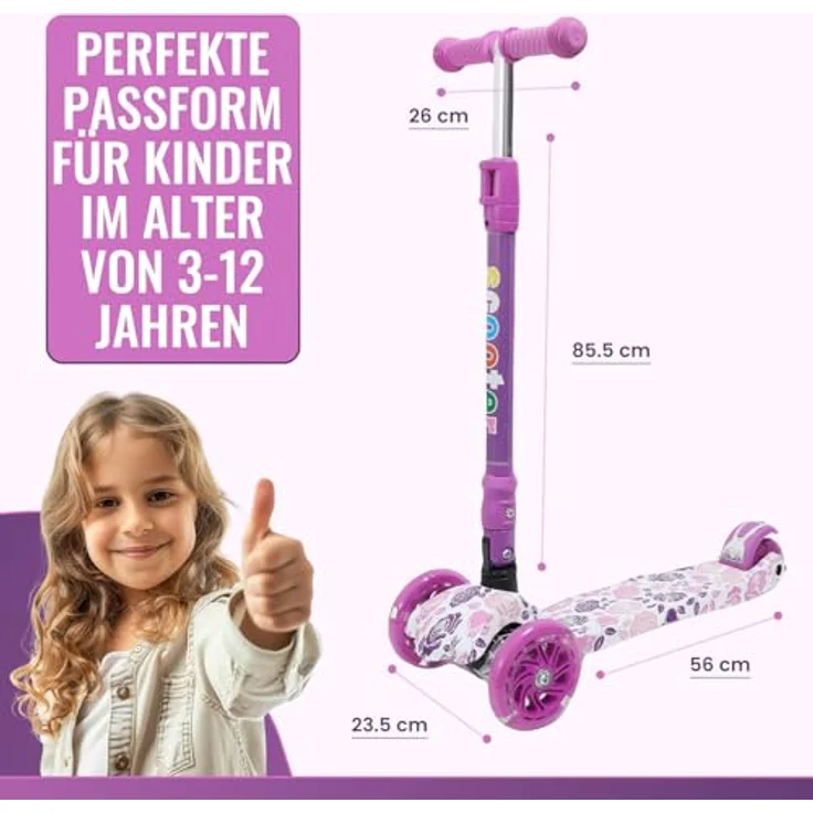 Europebazar Habib Metall-Roller 3-Rad mit LED Licht, klappbar, verstärkter Metall-Unterboden, bis 50kg, pink – Bild 8