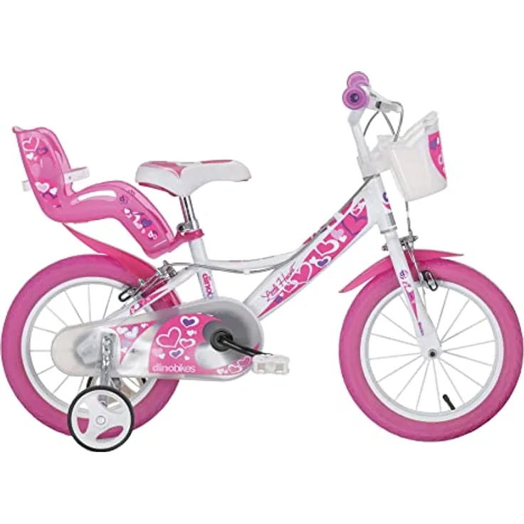 Dino 144RN-05LH, Little Heart 14 Zoll 26 cm Mädchen Felgenbremse, Weiß