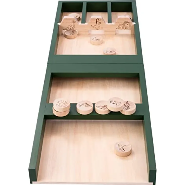 Engelhart - Sjoelbak Spiel Dinosaurier 80 cm Holz - 2 Teilen für Kinder - Holland Billard Shuffleboard, Kiefernholz/Gummiholz - Holzen Scheiben, Familien Brettspiel - Preisvergleich
