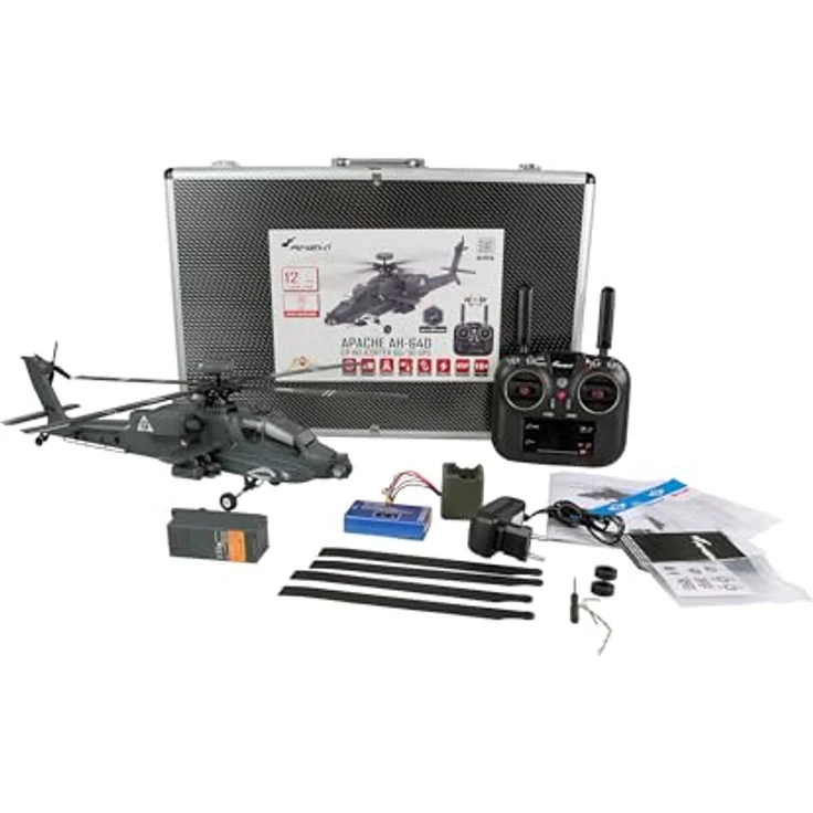 Amewi Apache AH-64D, ferngesteuerter Hubschrauber mit GPS, digitalen Metallgetrieben und automatischen Flugmanövern, RTF-Set – Bild 2