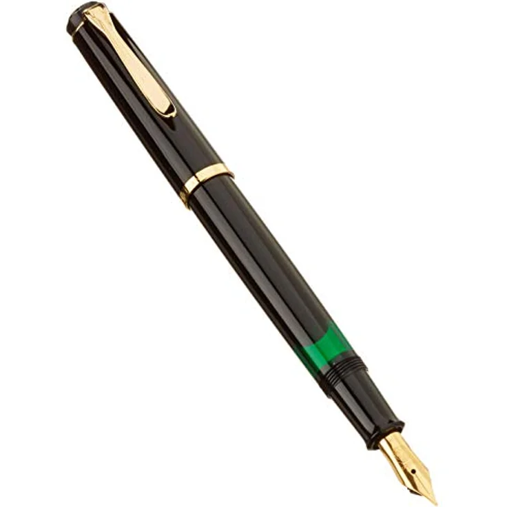 Pelikan Classic M 200, Kolbenfüllhalter mit vergoldeter Edelstahlfeder und schwarzem Edelharz-Schaft – Bild 1