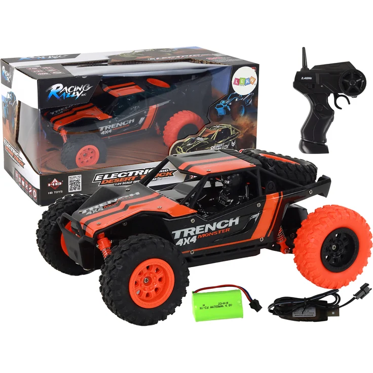 Lean Toys Geländewagen R/C 1:24, ferngesteuertes Auto in Orange, Allradantrieb, bis 20 km/h, für Kinder ab 6 Jahren