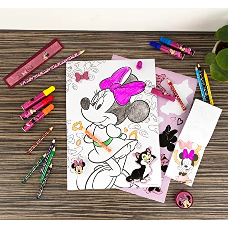 Disney Minnie Mouse Farbkasten Schreibwaren-Set, 35-teiliges Kreativset für Schule und Freizeit – Bild 2