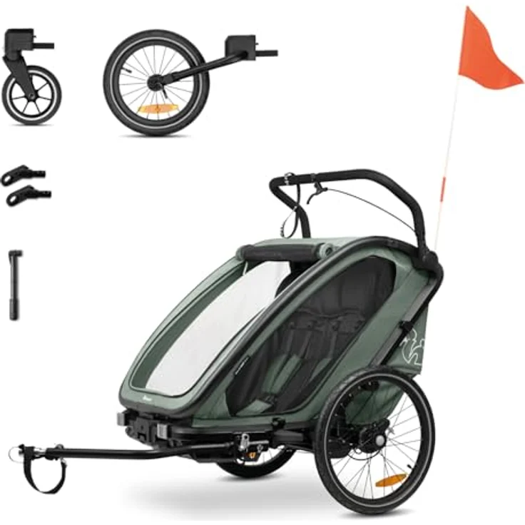 Hauck Fahrradkinderanhänger Bike N Walk Duo, für 2 Kinder, inkl. Deichsel – Bild 2