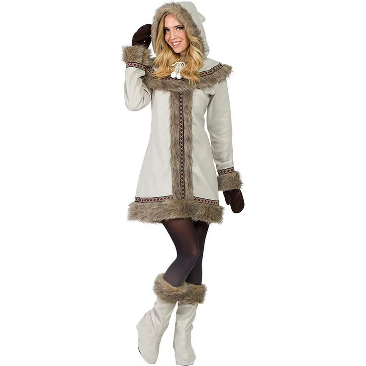 Boland Inuit Sedna Damenkostüm, XL, inkl. Kleid, Kapuze, Handschuhe und Leggings, wärmend – Bild 1