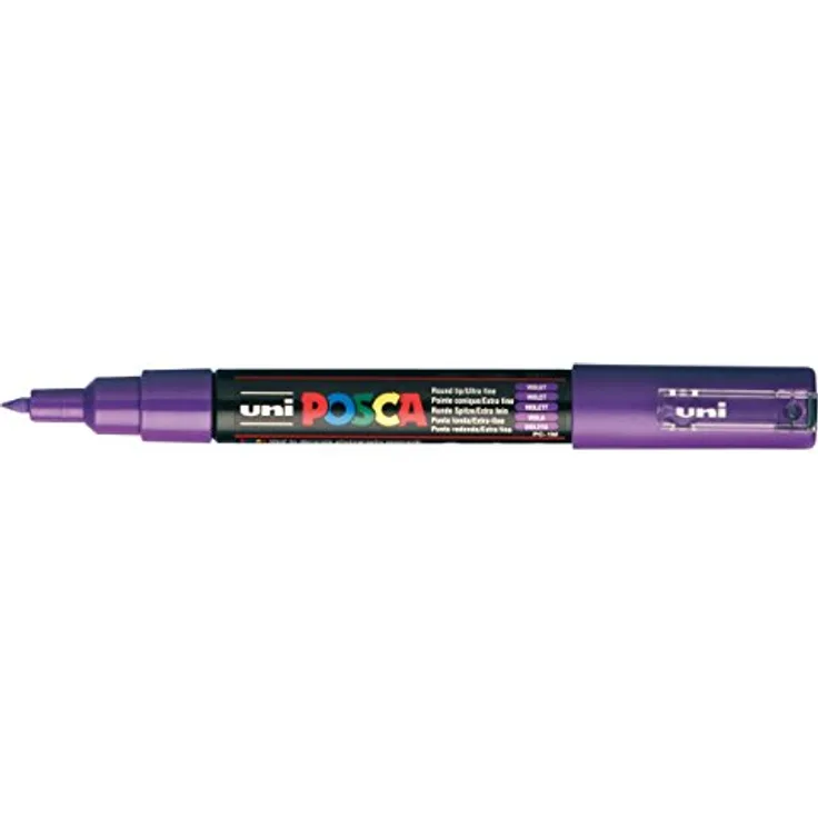 Uni Posca Marker PC- 1 M, Glas, Rundspitze, 1,0 mm Violet, Lackmarker für nicht poröse Oberflächen