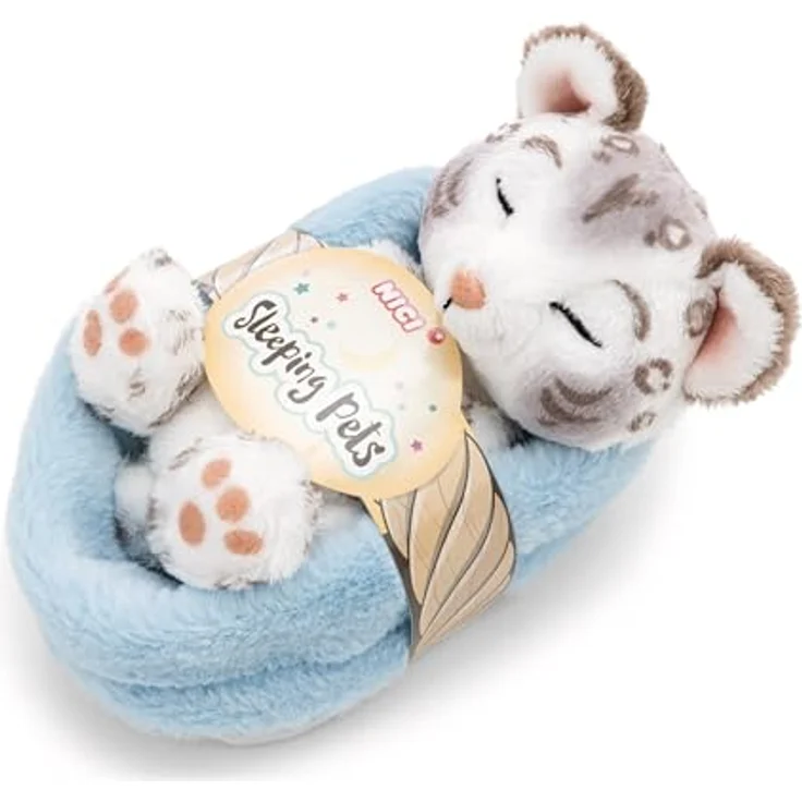 NICI Kuscheltier Schneeleopard 12cm schlafend im Körbchen, weiß - weiches Plüschstofftier zum Kuscheln und Spielen, ideal als Geschenk für Kinder und Erwachsene, Modell 62871 – Bild 2