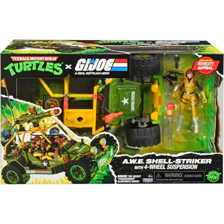 Playmates Teenage Mutant Ninja Turtles X G.I. Joe A.W.E. Shell-Striker Fahrzeug mit Figur, bedruckte Box – Bild 10