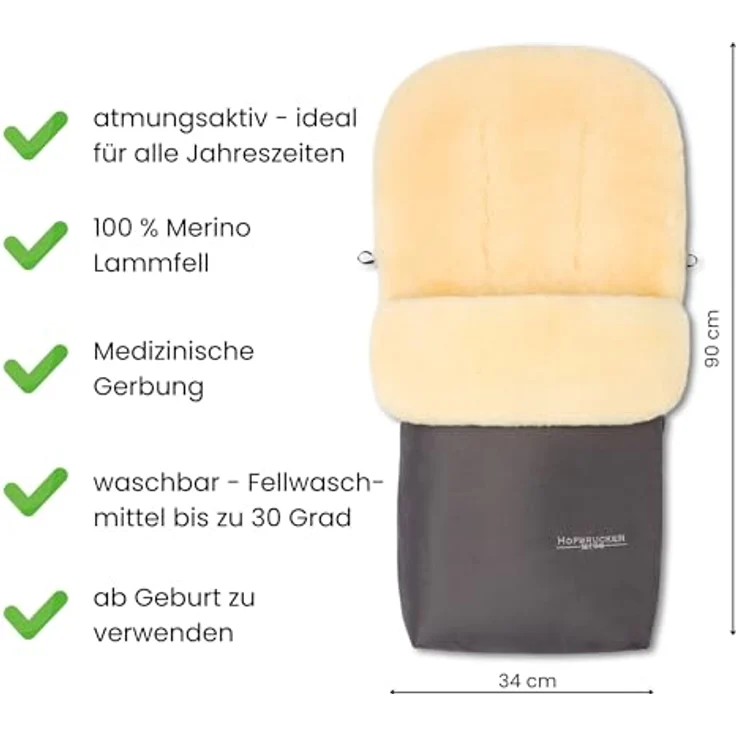 Hofbrucker - Lambskin footmuff for stroller Putzi grau – Bild 5