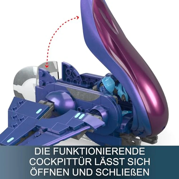 MEGA Halo Abtrünnige Banshee, Zusammenbaubares Flugzeug mit beweglichen Flügeln, 2 Sammelfiguren und 205 Bausteinen, für Kinder ab 13 Jahren, HNC56 – Bild 3