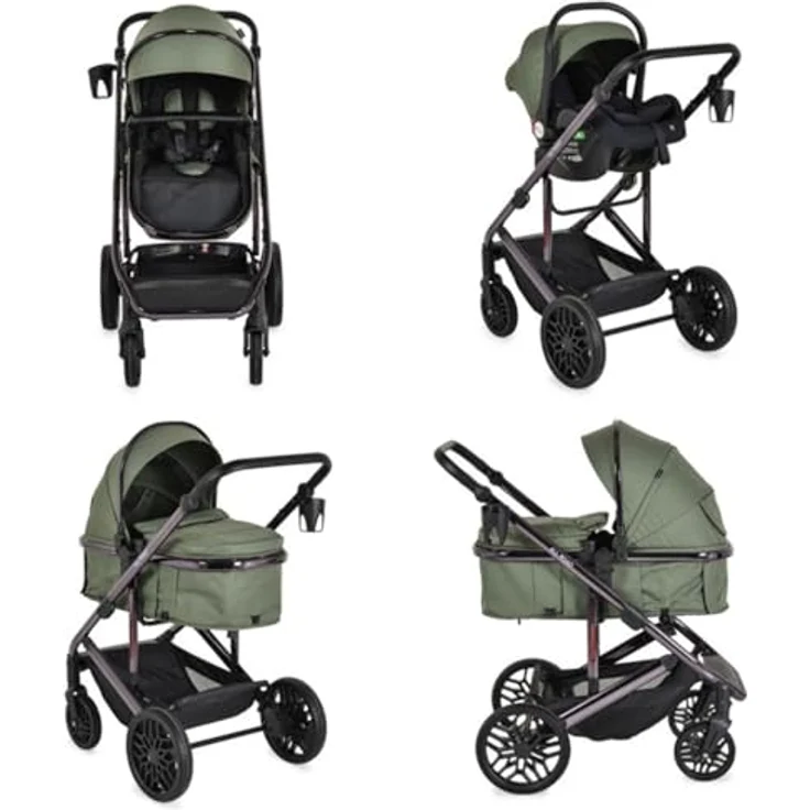 Moni Kombikinderwagen 3 in 1 All Road, umbaubar mit i-Size Autositz, umkehrbare Sitzeinheit, inkl. Adapter, grau – Bild 6