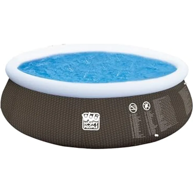 Happy People Quick Up Pool Set 450 x 106 cm im Rattan-Design mit Zubehör